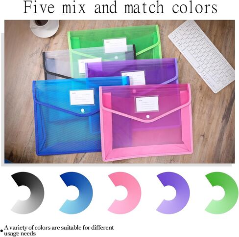 5Pcs Plastic Envelope Folder B4 Tax Organizer Folders for Drawer Travel File Folder for Receipts Waterproof Standing Accordion Document Organizer with Snap Closure for Office Home Storage in Kuwait