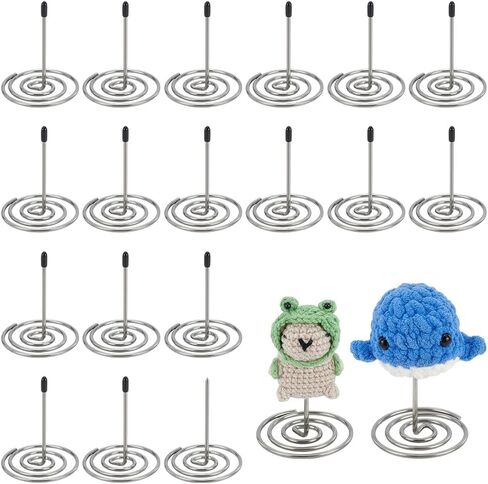FREEBLOSS 20pcs Crochet Doll Stands Stainless Steel Crochet Doll Display Stand Coil-Shaped Action Figure Stand for Home Decor 3"x 2.4" in Saudi Arabia