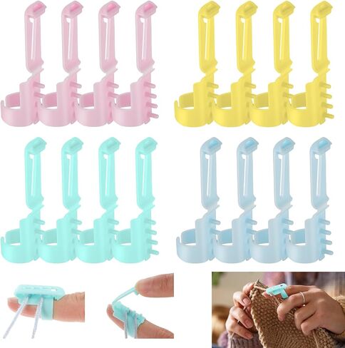 16pcs غزل دليل حامل الإصبع الحبك الأداة الدلقة الغزل البلاستيكية دليل مفصل الأدوات الكروشيه حلقة خيوط الإصبع الكروشيه خاتم التوتر للكروشي in Saudi Arabia