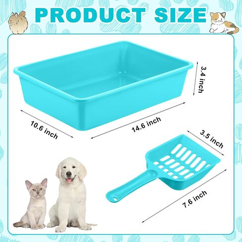Amyhill 5 PCS Open Cat Strater Box Pan Stert Ban مع 5 مغرفة متوسطة البلاستيك صينية قطة صغيرة غير متينة للحيوانات الأليفة الداخلية Cats Cats Rabbit Supply من السهل تنظيفها ، 14.6x10.6x3.4 بوصة (متعدد الألوان) in Saudi Arabia
