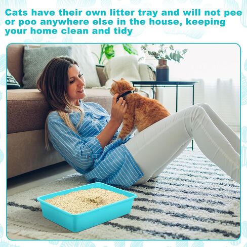 Amyhill 5 PCS Open Cat Strater Box Pan Stert Ban مع 5 مغرفة متوسطة البلاستيك صينية قطة صغيرة غير متينة للحيوانات الأليفة الداخلية Cats Cats Rabbit Supply من السهل تنظيفها ، 14.6x10.6x3.4 بوصة (متعدد الألوان) in Saudi Arabia