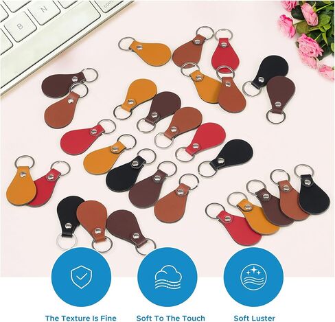 Omtech 100pc مجموعة مفاتيح PU Multicolor Pu ، حرفة جلدية DIY ، فراغات مفاتيح قابلة للتخصيص مع RIVES وحلقات المفاتيح ، والجنسين البالغين ، فتح الإبداع لا نهاية له in Kuwait