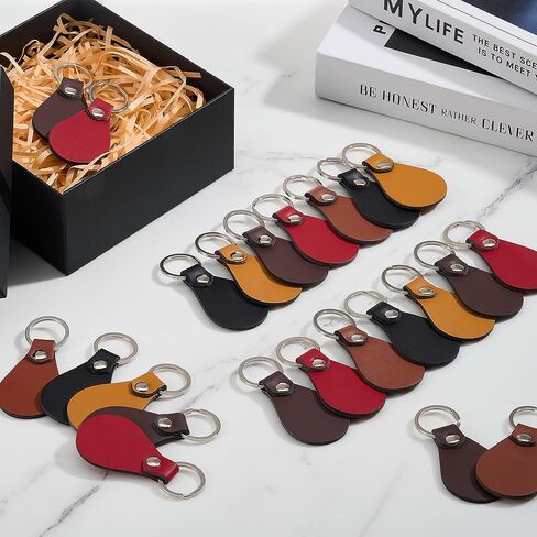 Omtech 100pc مجموعة مفاتيح PU Multicolor Pu ، حرفة جلدية DIY ، فراغات مفاتيح قابلة للتخصيص مع RIVES وحلقات المفاتيح ، والجنسين البالغين ، فتح الإبداع لا نهاية له in Kuwait