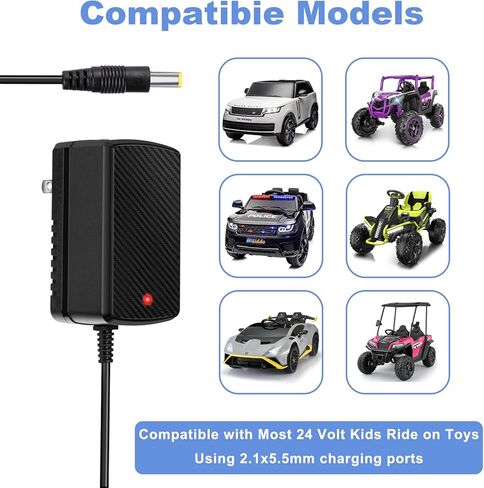 شاحن بطارية 24 فولت للأطفال ركوب على ألعاب السيارات Wrangler SUV ATV Mercedes Benz Quad Kid Trax Dynacraft Toy Car Kidzone Charger 24V Charger for Kids Electric Ride on Car Toys Power Adapter in Kuwait