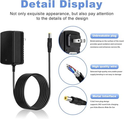 شاحن بطارية 24 فولت للأطفال ركوب على ألعاب السيارات Wrangler SUV ATV Mercedes Benz Quad Kid Trax Dynacraft Toy Car Kidzone Charger 24V Charger for Kids Electric Ride on Car Toys Power Adapter in Kuwait