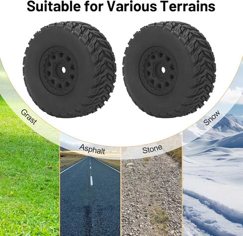 1/16 RC Wheels and Tires, daitoku 12mm Hex RC Car Tires for Arrma Mojave Grom Mega 380 223S BLX 1/16 RC Car (Style B) - Black in Saudi Arabia