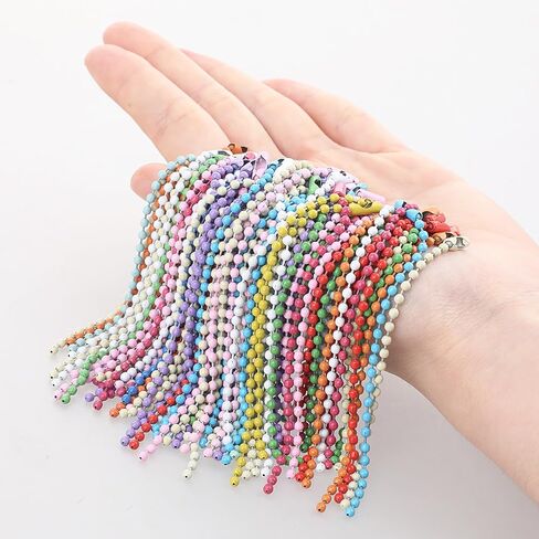 100Pcs Bead Chain Ball Chain Necklace, 3,74Inch Adjustable Mixed Color Metal Dog Tag Chain Ball Chain Connectors for Hanging Ornament Jewelry Tag, Christmas Decoration, Jewelry Making and DIY Crafts in Saudi Arabia