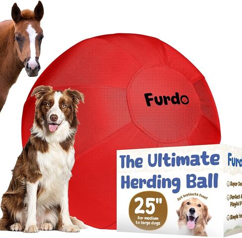 25" Herding Ball for Dogs, for Australian Shepherd, for Cattle, for Border Collie, for Blue Heelers & Medium to Large Dogs,Horse, Herding Dog Ball, Herding Toys - Red in Kuwait