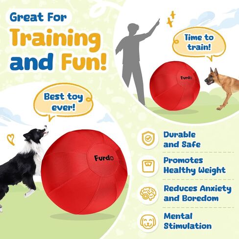 25" Herding Ball for Dogs, for Australian Shepherd, for Cattle, for Border Collie, for Blue Heelers & Medium to Large Dogs,Horse, Herding Dog Ball, Herding Toys - Red in Kuwait