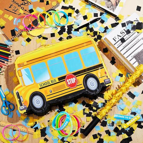 حافلة مدرسة Jenaai Piñata العودة إلى مدرسة Piñata اليوم الأول من مجموعة ديكورات الفصل مع 36 جهاز كمبيوتر جاهز لتعلم أساور المطاط السيليكون معصم لتلبيس رياض الأطفال في الفصل الدراسي in Saudi Arabia