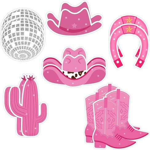 Cowgirl Western Cowtouts 60pcs Cowboy موضوع DIY Cuts Disco Ball Boots Bulletin Board Sheul's Smoot for Bachelorete Party Party Classroom Home Wall Decor (Cowgirl) in Kuwait