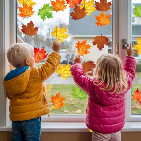45Pcs Fall Leaves Cutouts Autumn Maple Leaf Paper Cutting with 100Pcs Glue Points for Party Classroom Bulletin Board Craft Wall Decor in Saudi Arabia