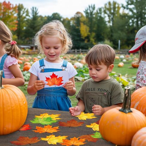 45Pcs Fall Leaves Cutouts Autumn Maple Leaf Paper Cutting with 100Pcs Glue Points for Party Classroom Bulletin Board Craft Wall Decor in Saudi Arabia