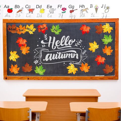 45Pcs Fall Leaves Cutouts Autumn Maple Leaf Paper Cutting with 100Pcs Glue Points for Party Classroom Bulletin Board Craft Wall Decor in Saudi Arabia