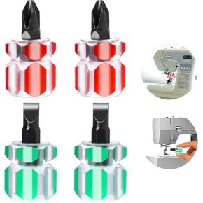 4 Pieces Sewing Machine Screwdriver Sewing Machine Tools Small Stubby Screwdriver with Flat Head and Cross Head for DIY Repairing Sewing Projects in Kuwait