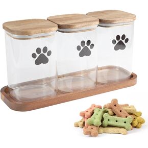Dog Treat Container airtight Treats jar for countertop Closet Dog Food Storage 3 Jars with Tray Great for organizing pet Dogs Cats Birds Animal Food Treats Snack in Saudi Arabia