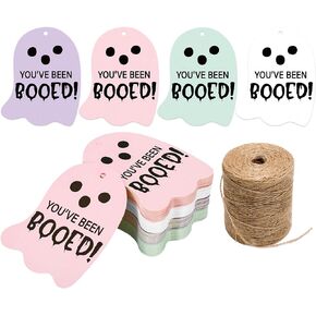 100Pcs Halloween Ghost Paper Tags You've Been Booed Hanging Label Tags with Hemp Rope for Party DIY Crafts Supplies in Kuwait
