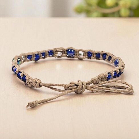 BlueRica Hemp Anklet Bracelet with Rasta Beads in Kuwait