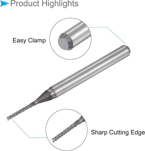 رؤوس توجيه CNC من CoCud End Mill، ساق 1/8 بوصة، قطع 5.5 مم، قطر 0.6 مم، قاطع طحن من كربيد التنجستين الماسي باليد اليمنى - (التطبيقات: لنقش الحفر باستخدام الحاسب الآلي)، 5 قطع in Saudi Arabia