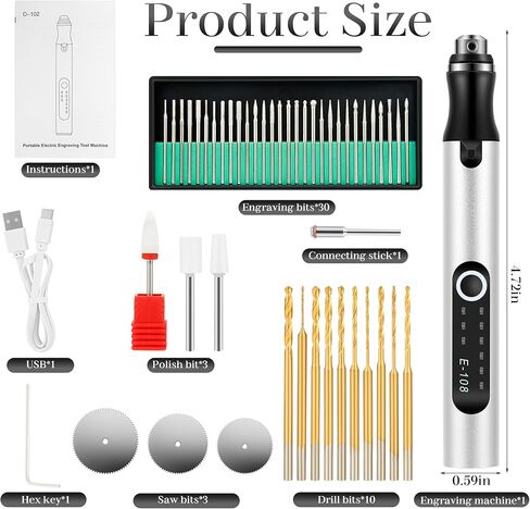 Precision Engraving Pen, 3 Speed Cordless Engraver with 47 Bits & Case, USB Rechargeable, Mini Engraving Tool for Jewelry, Glass, DIY Crafts in Kuwait
