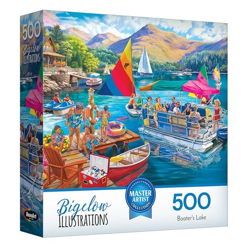 RoseArt - Bigelow Illustrations - Harvest at The Cabin 500 Piece Jigsaw Puzzle - Autumn Scene Puzzle for Adults in Kuwait