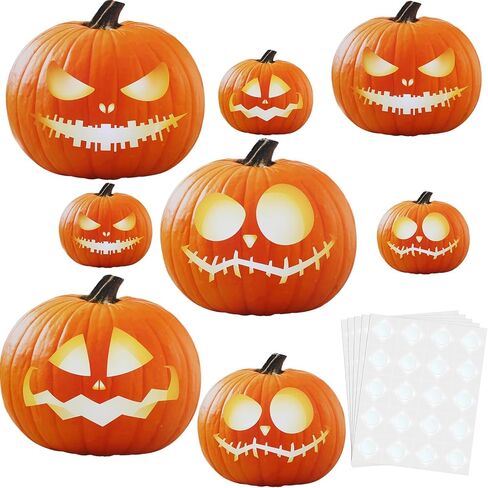 Jetec 37 Pcs Halloween Pumpkin Cutouts 11.7" 9.4" 5.9" Jack-o-lantern Paper Cutouts Large Realistic Scary Pumpkin Decor with 60 Pcs Glue Point for Bulletin Board Decorations Craft Classroom Home Decor in Saudi Arabia