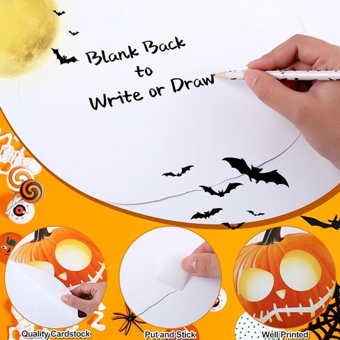 Jetec 37 Pcs Halloween Pumpkin Cutouts 11.7" 9.4" 5.9" Jack-o-lantern Paper Cutouts Large Realistic Scary Pumpkin Decor with 60 Pcs Glue Point for Bulletin Board Decorations Craft Classroom Home Decor in Saudi Arabia