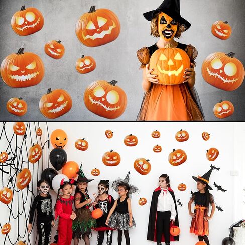 Jetec 37 Pcs Halloween Pumpkin Cutouts 11.7" 9.4" 5.9" Jack-o-lantern Paper Cutouts Large Realistic Scary Pumpkin Decor with 60 Pcs Glue Point for Bulletin Board Decorations Craft Classroom Home Decor in Saudi Arabia