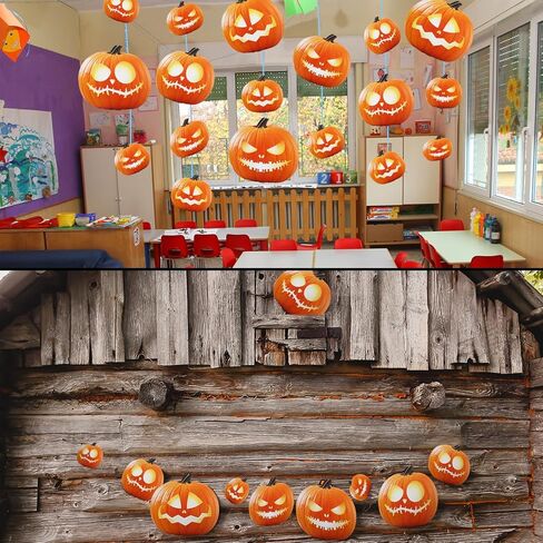 Jetec 37 Pcs Halloween Pumpkin Cutouts 11.7" 9.4" 5.9" Jack-o-lantern Paper Cutouts Large Realistic Scary Pumpkin Decor with 60 Pcs Glue Point for Bulletin Board Decorations Craft Classroom Home Decor in Saudi Arabia