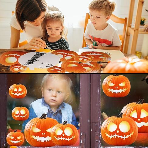 Jetec 37 Pcs Halloween Pumpkin Cutouts 11.7" 9.4" 5.9" Jack-o-lantern Paper Cutouts Large Realistic Scary Pumpkin Decor with 60 Pcs Glue Point for Bulletin Board Decorations Craft Classroom Home Decor in Saudi Arabia