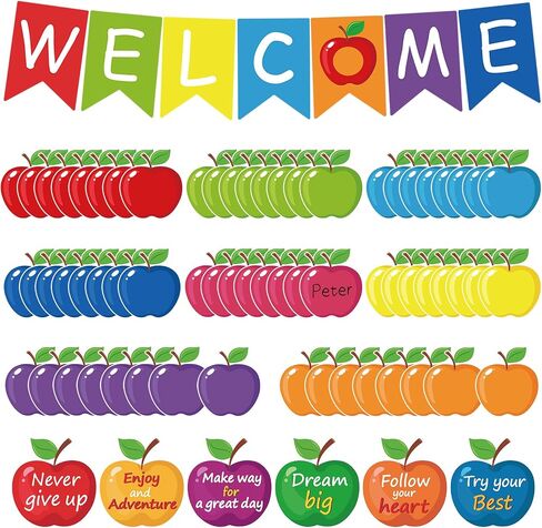 66 PCS Rainbow Bulletin Board Decorations ، العودة إلى لافتات الترحيب بالمدرسة ، القواطع التحفيزية ، ديكور الفصول الدراسية للوحة إعلانات العطلات المدرسية (Rainbow 66) in Saudi Arabia