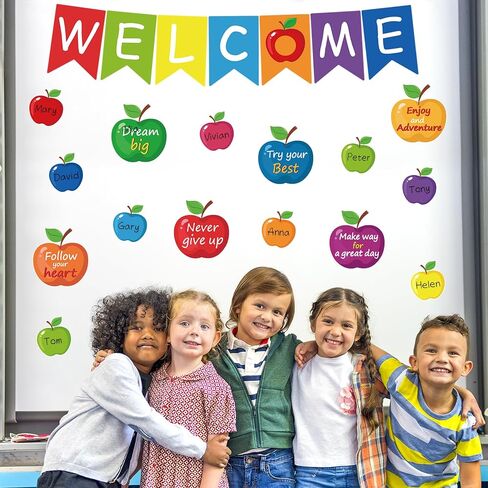 66 PCS Rainbow Bulletin Board Decorations ، العودة إلى لافتات الترحيب بالمدرسة ، القواطع التحفيزية ، ديكور الفصول الدراسية للوحة إعلانات العطلات المدرسية (Rainbow 66) in Saudi Arabia