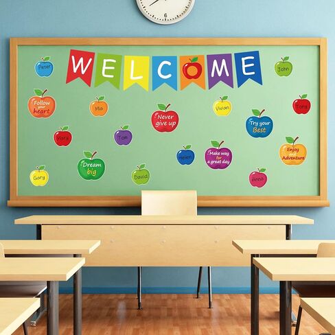 66 PCS Rainbow Bulletin Board Decorations ، العودة إلى لافتات الترحيب بالمدرسة ، القواطع التحفيزية ، ديكور الفصول الدراسية للوحة إعلانات العطلات المدرسية (Rainbow 66) in Saudi Arabia