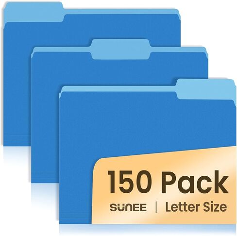 SUNEE File Folders, 150 Pack Manilla Folders 8.5 x 11, Colored File Folders Home Office School Supplies for Documents Files Paper, 5 Assorted Colors in Saudi Arabia