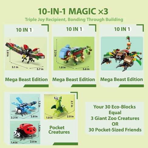30 Packs Building Blocks Party Favors for Kids, 10 in 1 Mini Animals Building Block Sets for Classroom Prizes, Birthday, Party Favors Return Gifts, Valentines, Easter Gifts (Ocean) in Kuwait
