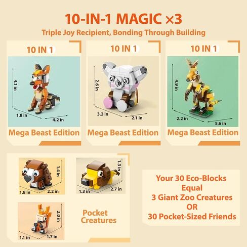 30 Packs Building Blocks Party Favors for Kids, 10 in 1 Mini Animals Building Block Sets for Classroom Prizes, Birthday, Party Favors Return Gifts, Valentines, Easter Gifts (Ocean) in Kuwait