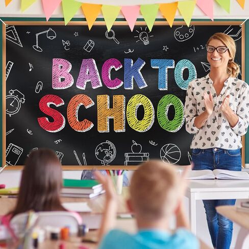 Welcome Back to School Backdrop Banner Decorations First Day of School Banner Decorations for Classroom Preschool Elementary School Large Fabric 5.9x3.6ft in Saudi Arabia