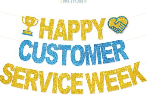 لافتة أسبوع خدمة عملاء سعيد - لا يوجد DIY Glitter Werfer Service Week Decorities Homps Service Service in Saudi Arabia