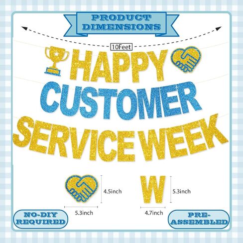 لافتة أسبوع خدمة عملاء سعيد - لا يوجد DIY Glitter Werfer Service Week Decorities Homps Service Service in Saudi Arabia