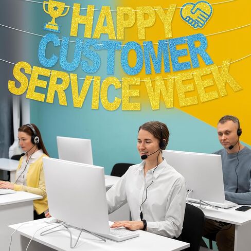لافتة أسبوع خدمة عملاء سعيد - لا يوجد DIY Glitter Werfer Service Week Decorities Homps Service Service in Saudi Arabia