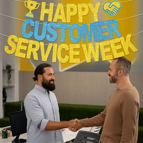 لافتة أسبوع خدمة عملاء سعيد - لا يوجد DIY Glitter Werfer Service Week Decorities Homps Service Service in Saudi Arabia