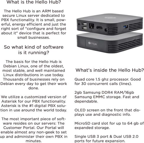 Ring-U Hello Hub Small Business PBX Phone System and Service VoIP 6-Phone Bundle (Hello Hub + 6 Homeptive Home with WiFi + Bluetooth) Ring-U Telephone Service. in Saudi Arabia