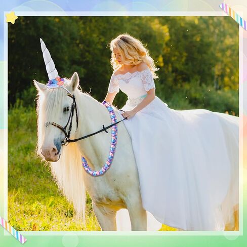 8 Pcs Halloween Horse Costumes for Horses to Wear, Unicorn Costume Kit, Include Neck Wreath & 6 Mane Feathers Clip in Hair Extensions Coat Care for Horse Halloween Party Decor in Saudi Arabia