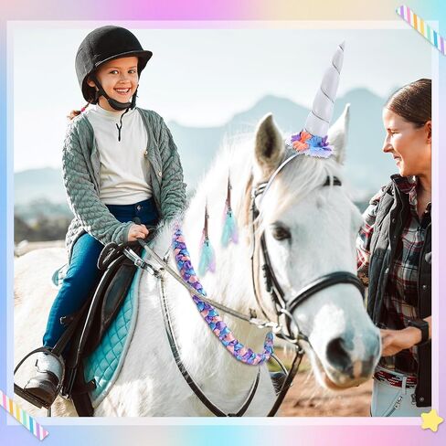 8 Pcs Halloween Horse Costumes for Horses to Wear, Unicorn Costume Kit, Include Neck Wreath & 6 Mane Feathers Clip in Hair Extensions Coat Care for Horse Halloween Party Decor in Saudi Arabia