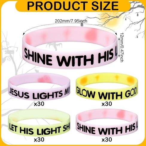 120 Pcs Halloween Christian Bracelets Glow in the Dark Bible Verse Silicone Bracelets Religious Jesus Pumpkin Cross Rubber Stretch Wristbands for Adults Church Party Supplies Gift Prize in Saudi Arabia