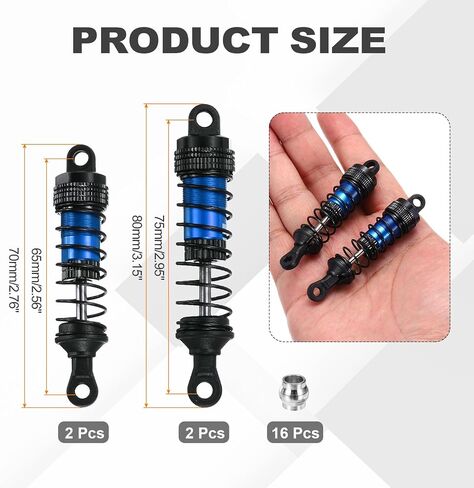 MECCANIXITY 4Pcs RC Shock Absorber 1/12 1/14 1/16 65mm/70mm Aluminum Threaded Front & Rear Shock Absorber Damper Assembled Set for 1/12 1/14 1/16 RC Car Crawler Racing Truck, Red in Saudi Arabia