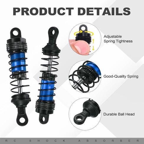 MECCANIXITY 4Pcs RC Shock Absorber 1/12 1/14 1/16 65mm/70mm Aluminum Threaded Front & Rear Shock Absorber Damper Assembled Set for 1/12 1/14 1/16 RC Car Crawler Racing Truck, Red in Saudi Arabia