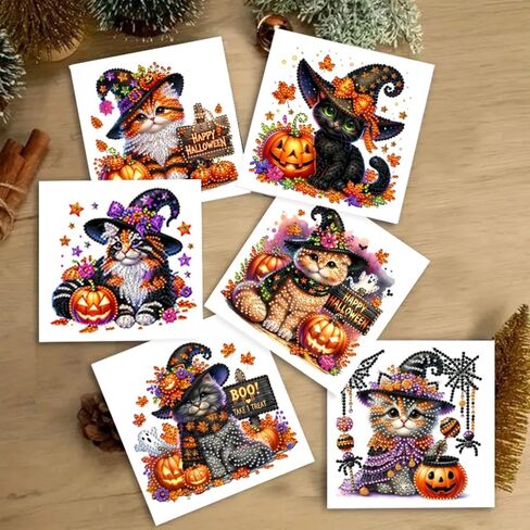 DIY Diamond Art Painting Carding Cards Set ، 5D Diy Diamond Christmas Halloween Bareing Gareing Wish ، Hirdridge Card Making Kits لأصدقاء العائلة يدويًا الهدايا المصنوعة يدويًا. in Saudi Arabia