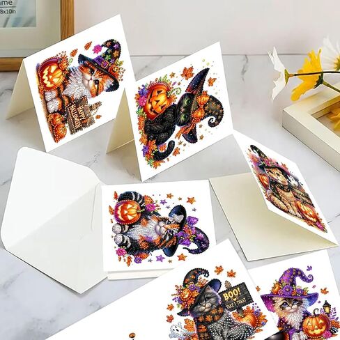 DIY Diamond Art Painting Carding Cards Set ، 5D Diy Diamond Christmas Halloween Bareing Gareing Wish ، Hirdridge Card Making Kits لأصدقاء العائلة يدويًا الهدايا المصنوعة يدويًا. in Saudi Arabia