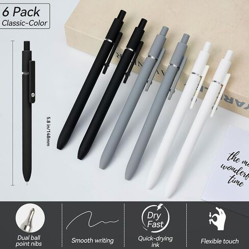 Gel Pens, 5 Pcs 0.5mm Quick Dry Black Ink Fine Point Smooth Writing with Silicone Grip,High-End Series Metal Clip Retractable Pens for Journaling Note Taking (Vintage) in Saudi Arabia